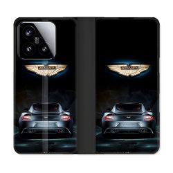 Housse cuir portefeuille Pour Xiaomi 15 Aston Martin