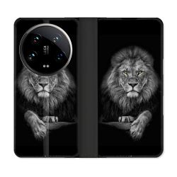 Housse cuir portefeuille Pour Xiaomi 14 Ultra Animal Lion Majestueux