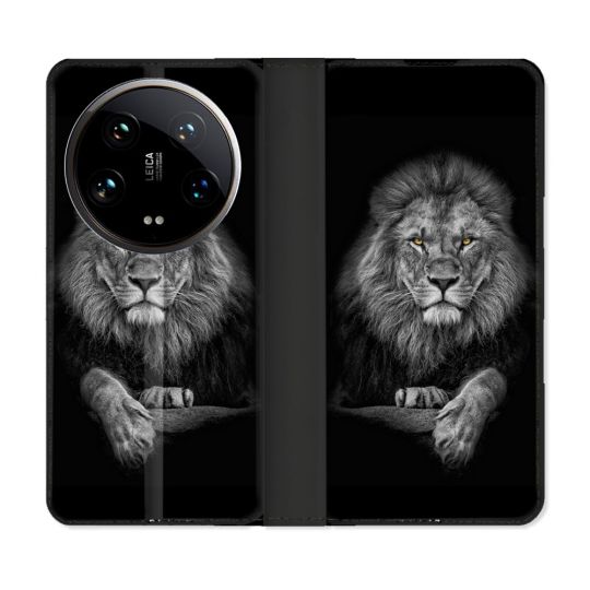 Housse cuir portefeuille Pour Xiaomi 14 Ultra Animal Lion Majestueux