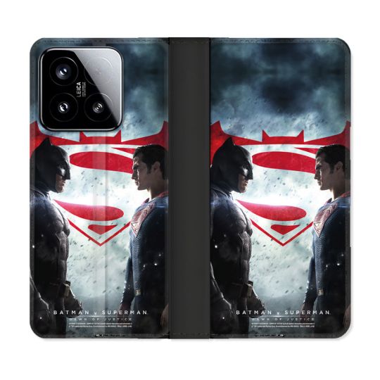 Housse cuir portefeuille Pour Xiaomi 15 Batman VS Superman