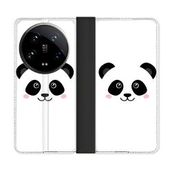 Housse cuir portefeuille Pour Xiaomi 14 Ultra Animal Panda Blanc