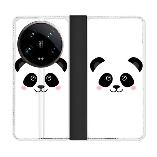 Housse cuir portefeuille Pour Xiaomi 14 Ultra Animal Panda Blanc
