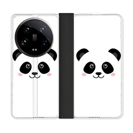 Housse cuir portefeuille Pour Xiaomi 14 Ultra Animal Panda Blanc