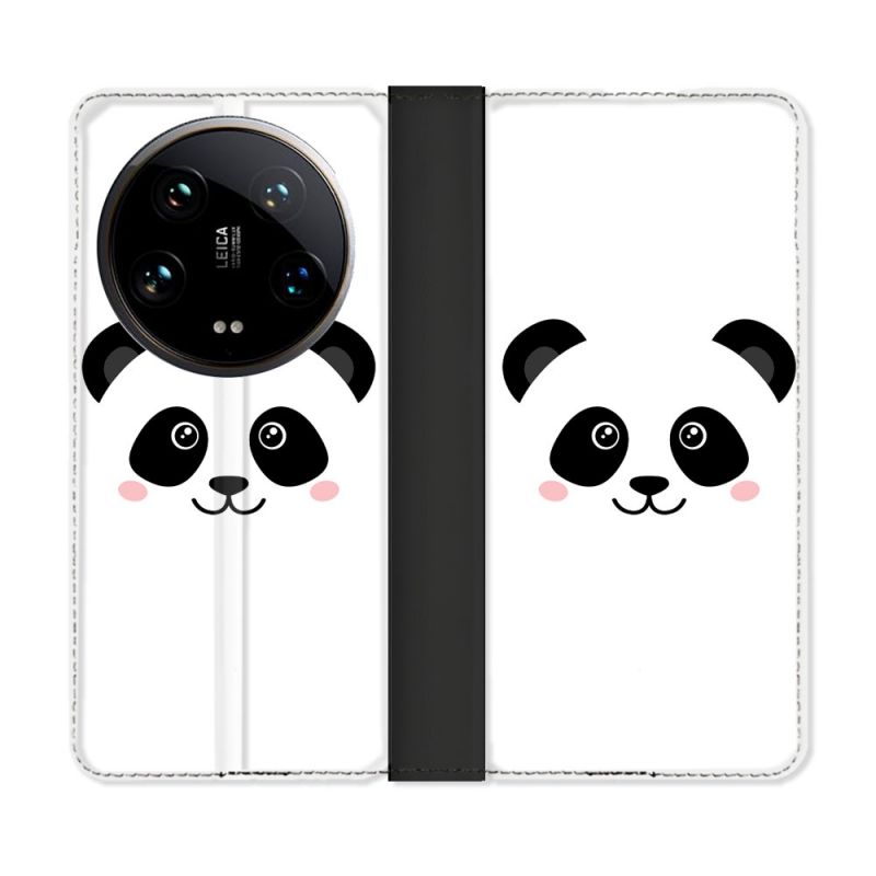 Housse cuir portefeuille Pour Xiaomi 14 Ultra Animal Panda Blanc
