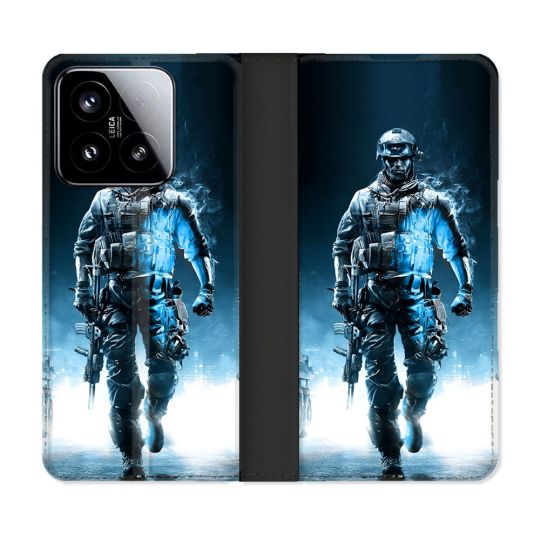 Housse cuir portefeuille Pour Xiaomi 15 Call Of Duty Guerrier