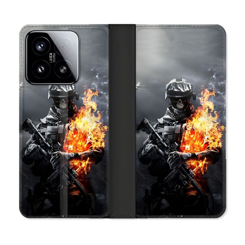 Housse cuir portefeuille Pour Xiaomi 15 Call Of Duty Squelette