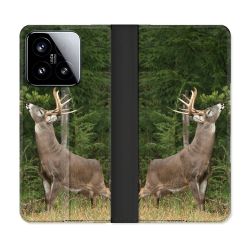 Housse cuir portefeuille Pour Xiaomi 15 Chasse Cerf