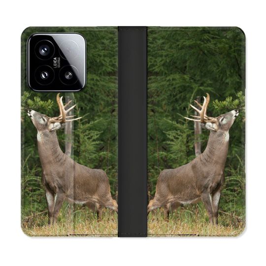Housse cuir portefeuille Pour Xiaomi 15 Chasse Cerf