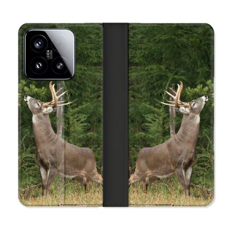 Housse cuir portefeuille Pour Xiaomi 15 Chasse Cerf
