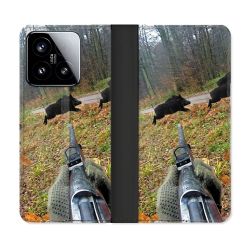 Housse cuir portefeuille Pour Xiaomi 15 Chasse Vision Tir