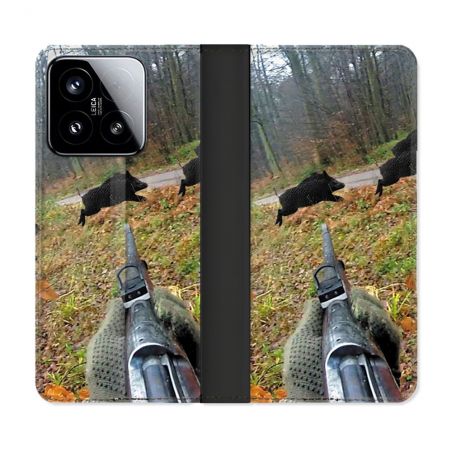 Housse cuir portefeuille Pour Xiaomi 15 Chasse Vision Tir
