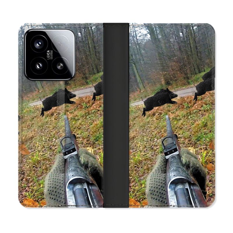 Housse cuir portefeuille Pour Xiaomi 15 Chasse Vision Tir