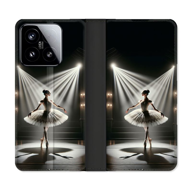 Housse cuir portefeuille Pour Xiaomi 15 Danseuse Lumière