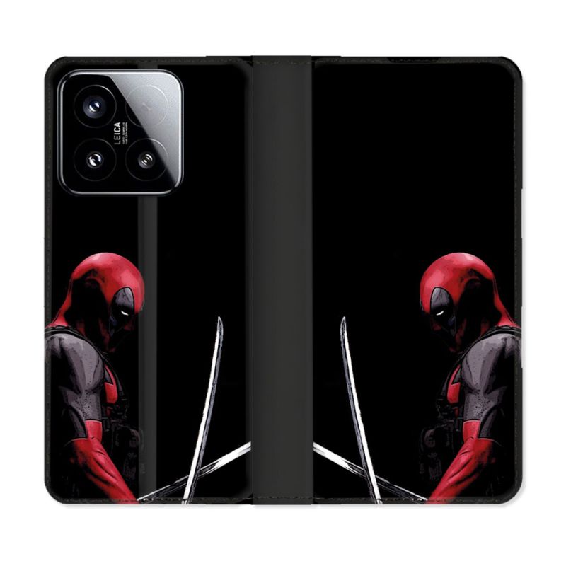 Housse cuir portefeuille Pour Xiaomi 15 Deadpool Epee