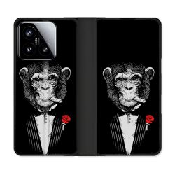 Housse cuir portefeuille Pour Xiaomi 15 Decale Singe Mafia