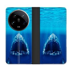 Housse cuir portefeuille Pour Xiaomi 14 Ultra Animal Requin Dent