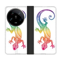 Housse cuir portefeuille Pour Xiaomi 14 Ultra Animal Salamandre Color