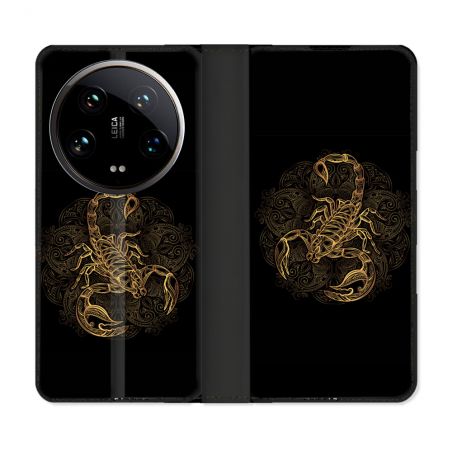 Housse cuir portefeuille Pour Xiaomi 14 Ultra Animal Scorpion Fresque