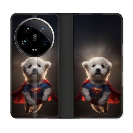 Housse cuir portefeuille Pour Xiaomi 14 Ultra Animal Super Chien