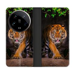 Housse cuir portefeuille Pour Xiaomi 14 Ultra Animal Tigre Jungle