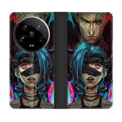 Housse cuir portefeuille Pour Xiaomi 14 Ultra Arcane Jinx Bleu