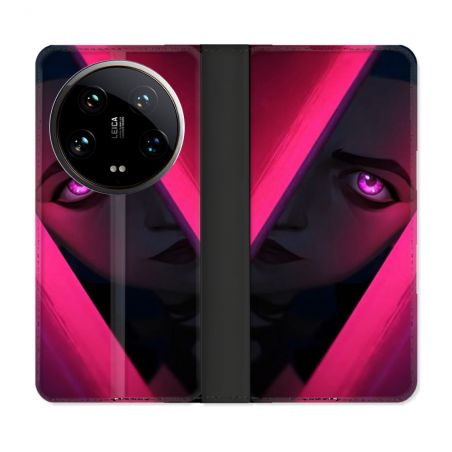 Housse cuir portefeuille Pour Xiaomi 14 Ultra Arcane Jinx Rose