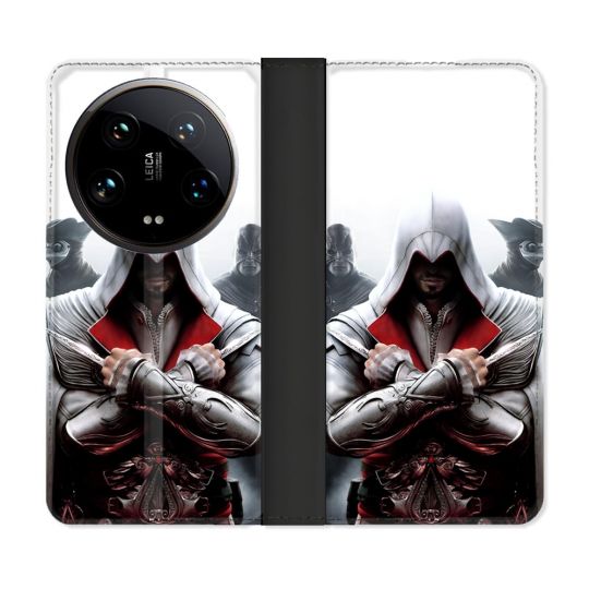 Housse cuir portefeuille Pour Xiaomi 14 Ultra Assassin Creed Mask
