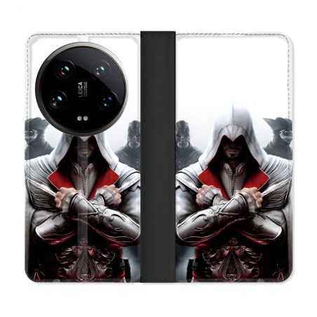 Housse cuir portefeuille Pour Xiaomi 14 Ultra Assassin Creed Mask