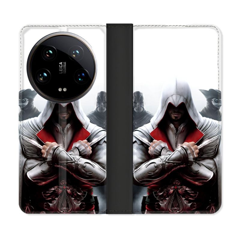 Housse cuir portefeuille Pour Xiaomi 14 Ultra Assassin Creed Mask