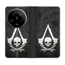 Housse cuir portefeuille Pour Xiaomi 14 Ultra Assassin Creed Tete Mort