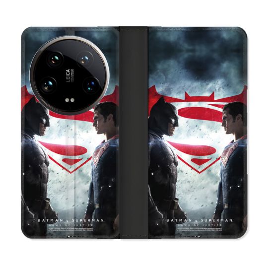 Housse cuir portefeuille Pour Xiaomi 14 Ultra Batman VS Superman
