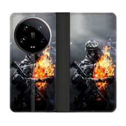 Housse cuir portefeuille Pour Xiaomi 14 Ultra Call Of Duty Squelette