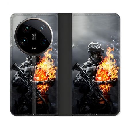 Housse cuir portefeuille Pour Xiaomi 14 Ultra Call Of Duty Squelette