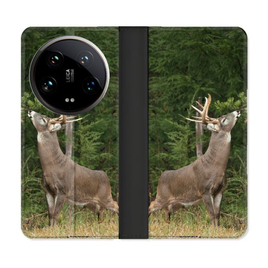 Housse cuir portefeuille Pour Xiaomi 14 Ultra Chasse Cerf