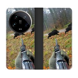 Housse cuir portefeuille Pour Xiaomi 14 Ultra Chasse Vision Tir