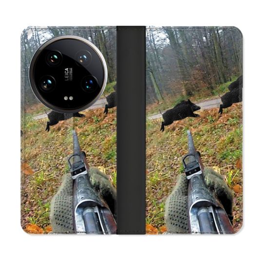 Housse cuir portefeuille Pour Xiaomi 14 Ultra Chasse Vision Tir