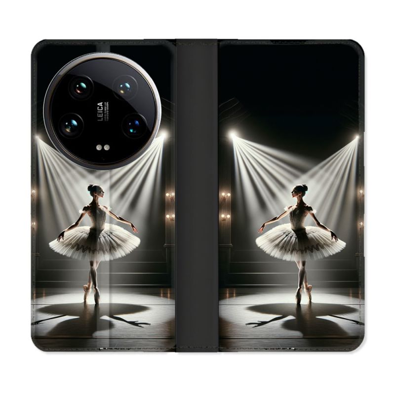 Housse cuir portefeuille Pour Xiaomi 14 Ultra Danseuse Lumière