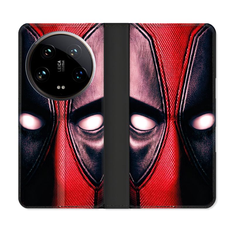 Housse cuir portefeuille Pour Xiaomi 14 Ultra Deadpool Yeux