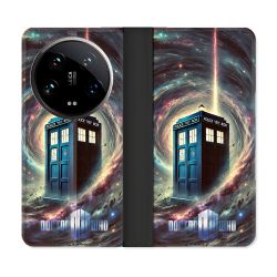 Housse cuir portefeuille Pour Xiaomi 14 Ultra Dr Who Tardis Univers