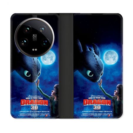 Housse cuir portefeuille Pour Xiaomi 14 Ultra Dragons Affiche