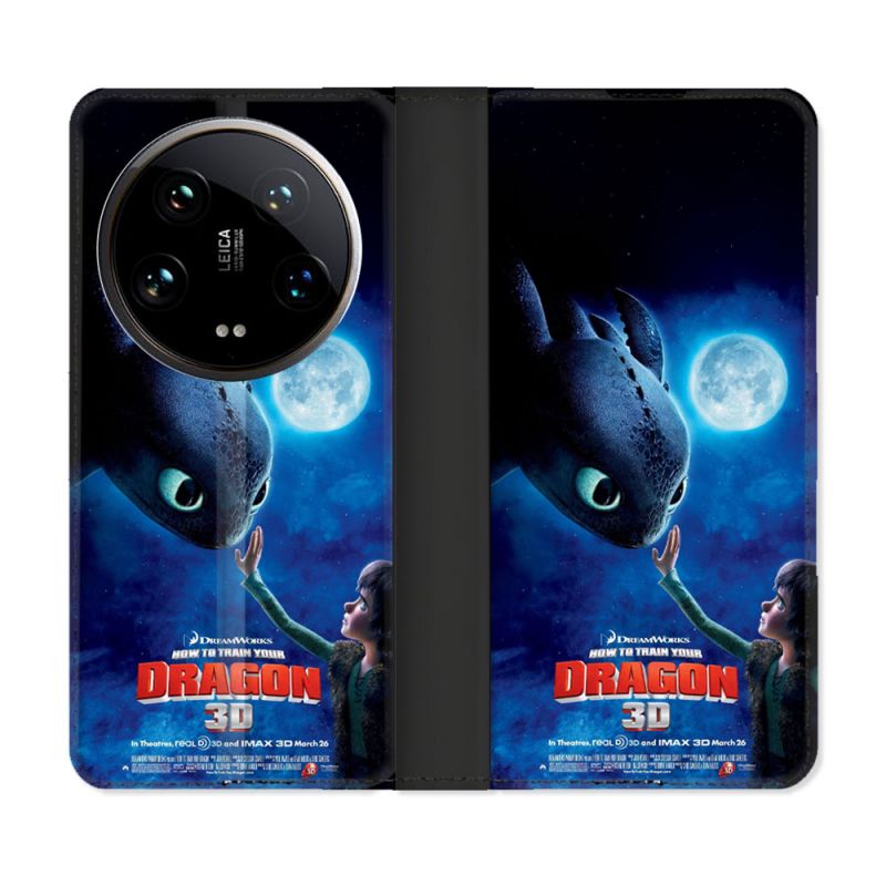 Housse cuir portefeuille Pour Xiaomi 14 Ultra Dragons Affiche