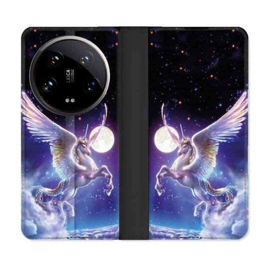 Housse cuir portefeuille Pour Xiaomi 14 Ultra Fantastique Licorne Céleste