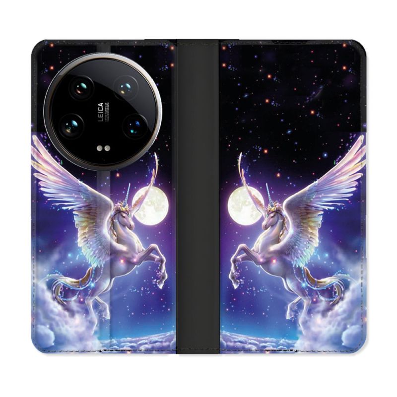 Housse cuir portefeuille Pour Xiaomi 14 Ultra Fantastique Licorne Céleste