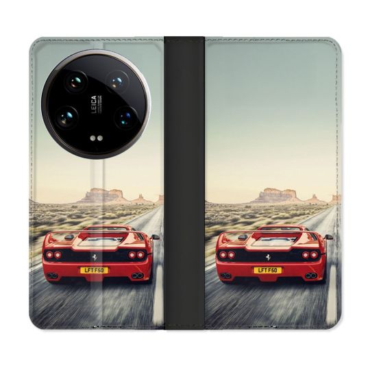 Housse cuir portefeuille Pour Xiaomi 14 Ultra Ferrari F50