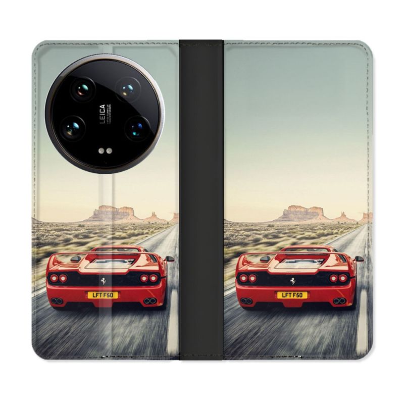 Housse cuir portefeuille Pour Xiaomi 14 Ultra Ferrari F50