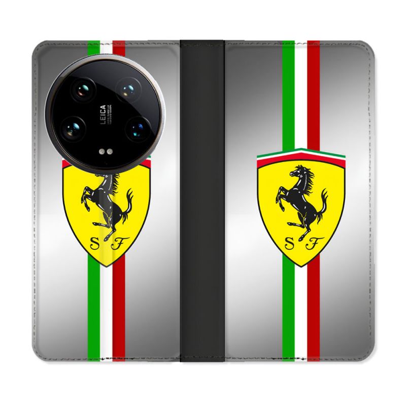 Housse cuir portefeuille Pour Xiaomi 14 Ultra Ferrari Ligne