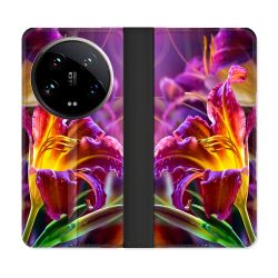 Housse cuir portefeuille Pour Xiaomi 14 Ultra Fleur Lys Color