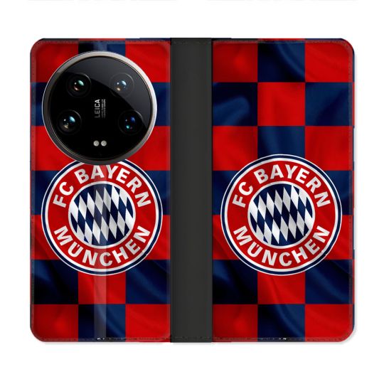 Housse cuir portefeuille Pour Xiaomi 14 Ultra Foot Bayern Munich Carreaux