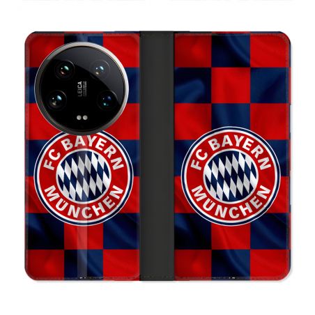 Housse cuir portefeuille Pour Xiaomi 14 Ultra Foot Bayern Munich Carreaux
