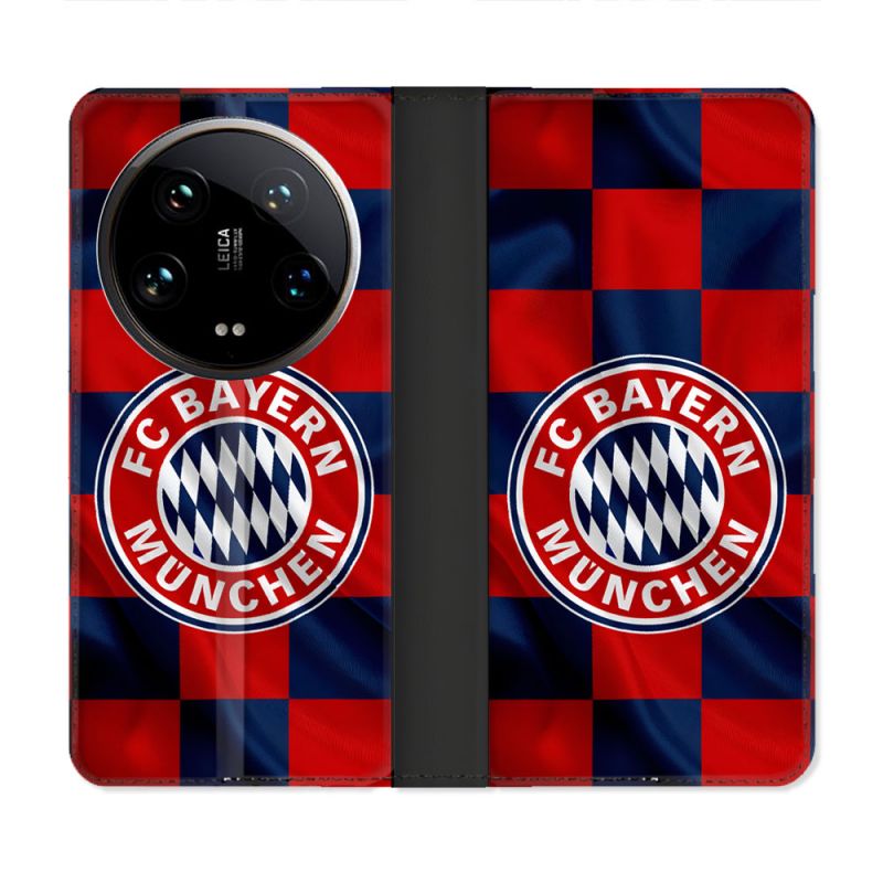 Housse cuir portefeuille Pour Xiaomi 14 Ultra Foot Bayern Munich Carreaux